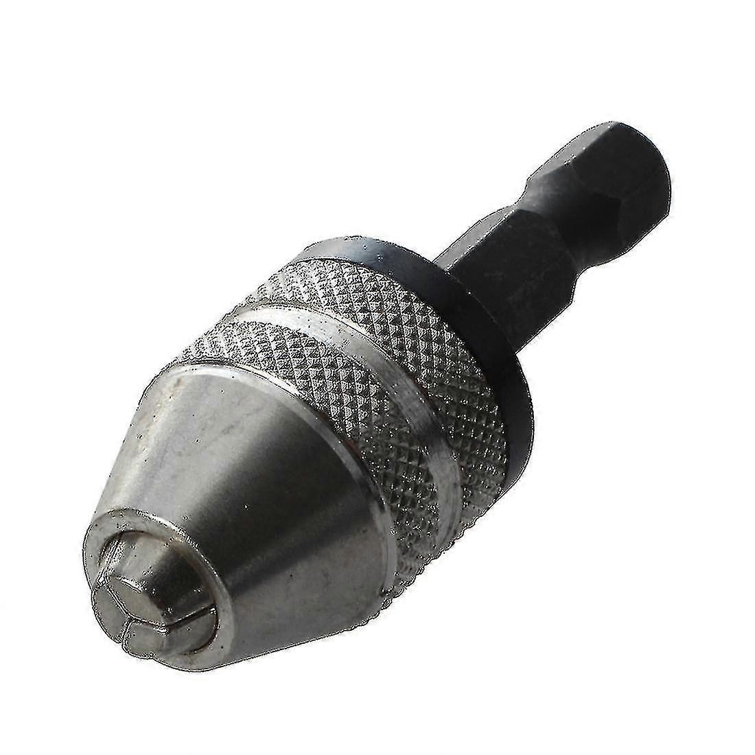 2024 Silver+black 6mm Keyless Drill Bit Chuck Adapter Converter Hex Shank