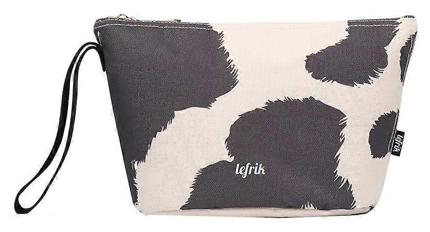 Lefrik Zoid M Printed Cow Toiletry Bag - Cream/Grey