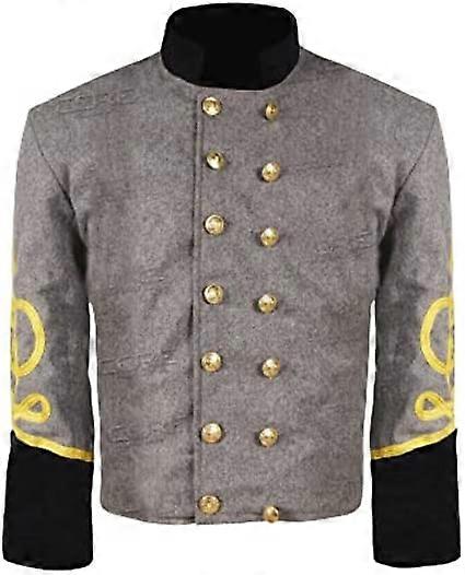 Civil War Cs Officer's Grey With Black 4 Braid Double Breast Shell Jacket