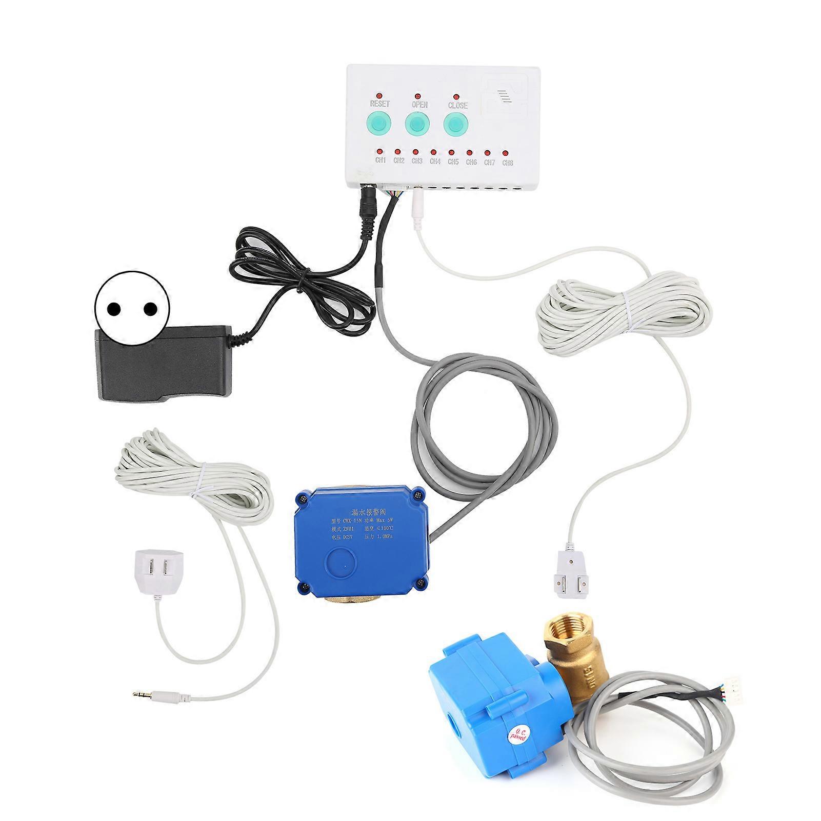 Water Leaking Sensor Double Valve Audible Alarm Home Smart Overflow Detector AC100240VEU Plug NO.9429