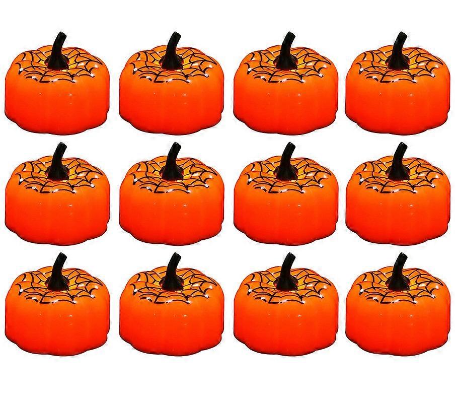 12pcs Led Simulation Pumpkin Halloween Christmas Decor Candle Light