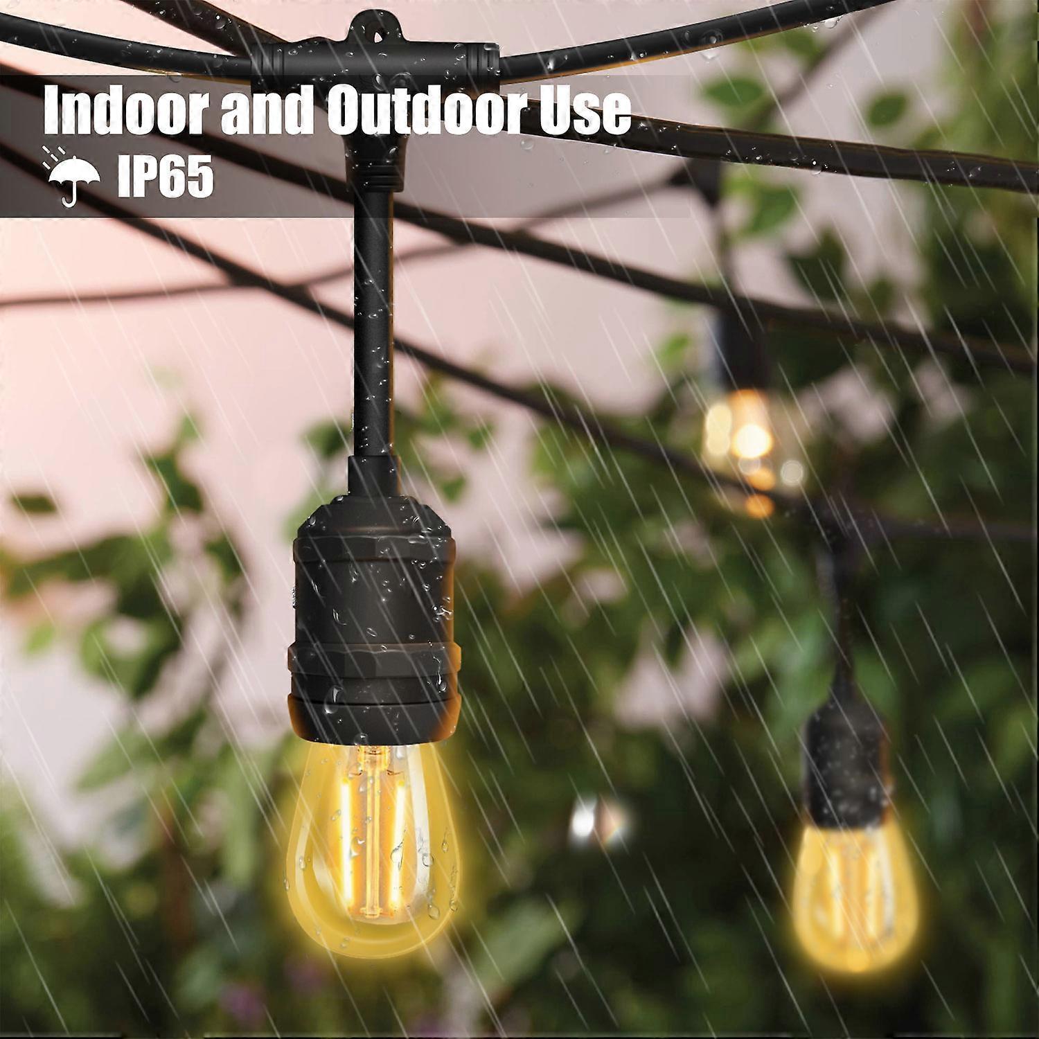 10M Drop String Lights with 15 E27 Holder, IP65, connectable, Black