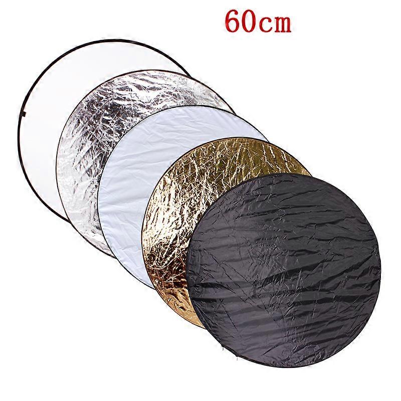 24-quot; 60cm 5 in1 Collapsible Reflector Photography Collapsible Light Diffuser Round Reflector For Photo Multi Color Silvery Black