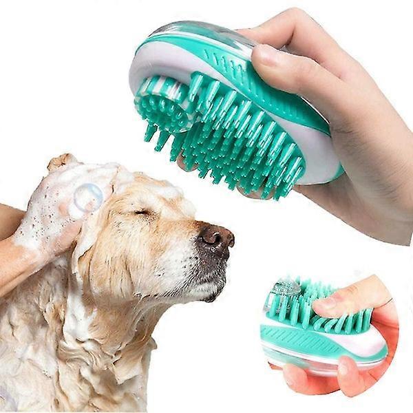 2-in-1 Pet Grooming Brush with Shampoo Dispenser for Bathing, Massaging, and Deshedding