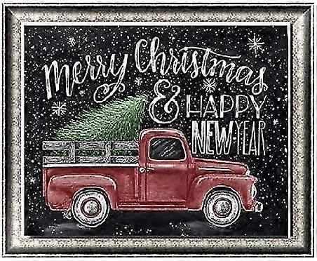 دي الماس اللوحة بالأرقام عيد الميلاد شاحنة حمراء كاملة الحفر اللوحة مع الماس حجر الراين نقطة الفن الحرفية، سنة جديدة سعيدة