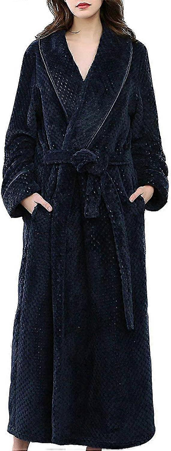 Damer Fluffig morgonrock Mysig Lätt Posh Badrock i full längd Vinter Varm ren färg Badrock Wrap Housecoat Nightwear