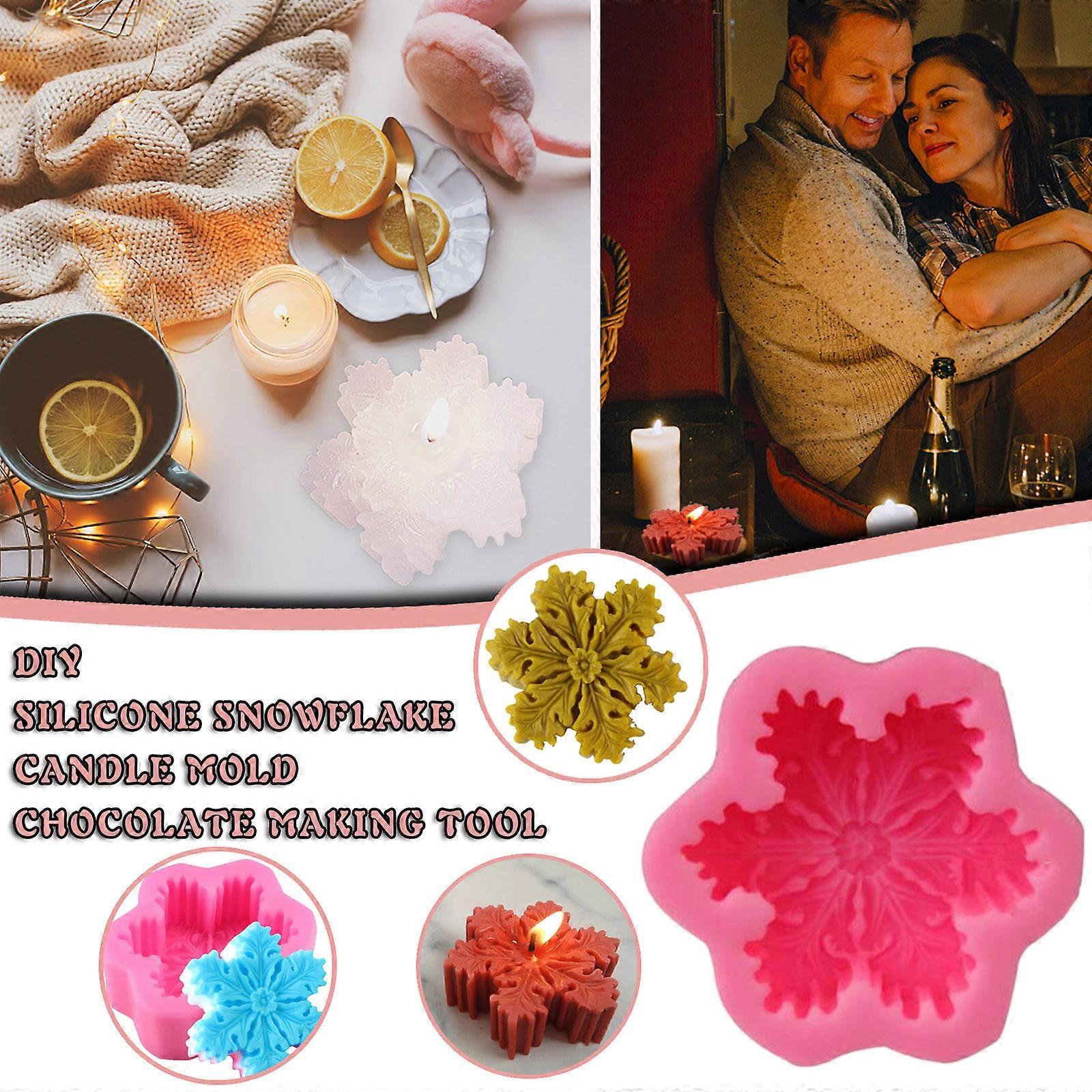 Silicone Snowflake Candle Mould Chocolate Making Tool Baking Soap DIY