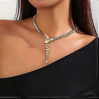 Collier Ras Du Cou Chaîne Serpent Dorée + Pendentif Rond En Cristal Fumé Facetté - Longueur 40 Cm