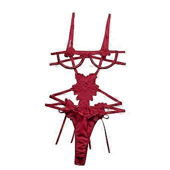 Vrouwen Sexy Kant Borduurwerk Hollow Out Bikini Bodysuit Sexy Lingerie