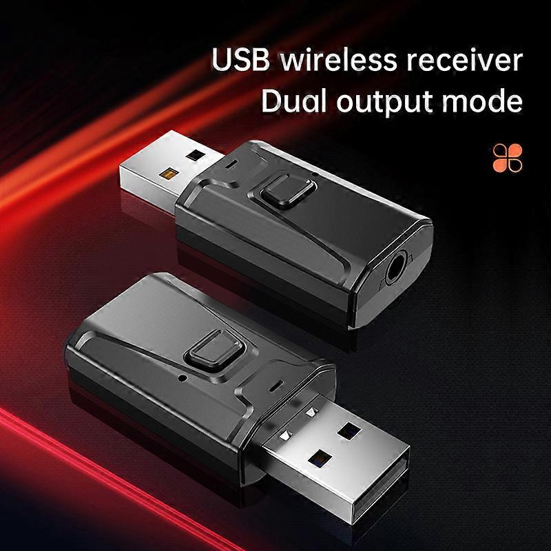 2PCS Bluetooth 5.0 Transmitter Receiver 4IN1 Wireless Audio 3.5mm USB Aux Adapter