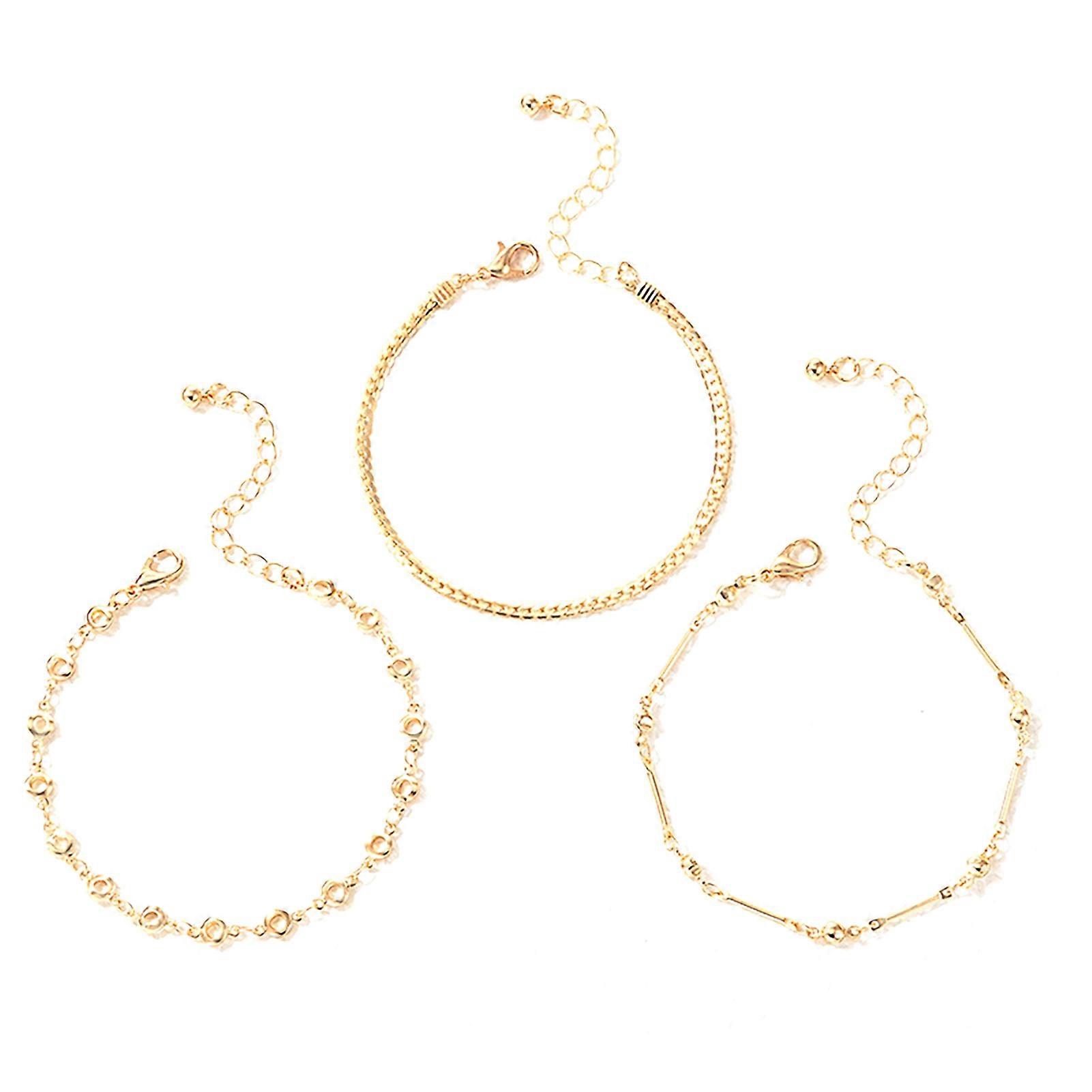 3Pcs/Set Artistic Ankle Bracelet Lightweight Adjustable Multi Style Ankle Chain for Daily Wear