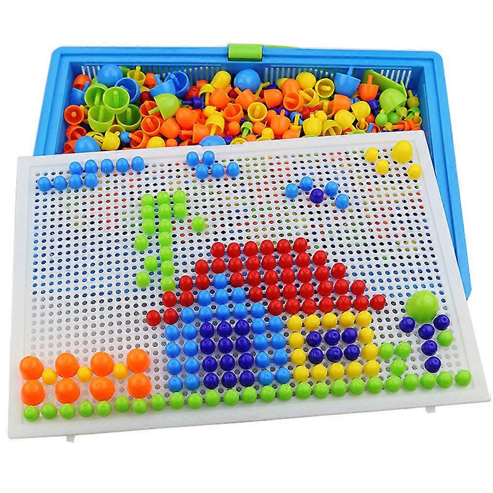 296Pcs Jigsaw Puzzle 3D Games Mix Colour Mushroom Nails Pegboard Educational Building Bricks Creative DIY Peg Puzzle Toys Birthday Christmas Party Gif