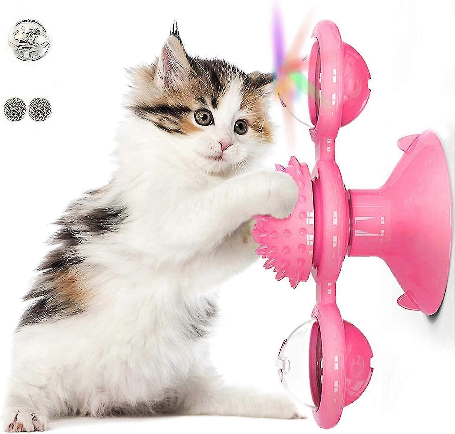 Windmill Cat Toy, Record Player, Cat Toy, Suction Cup, Rotatable Interactive Toy, Cat Hair