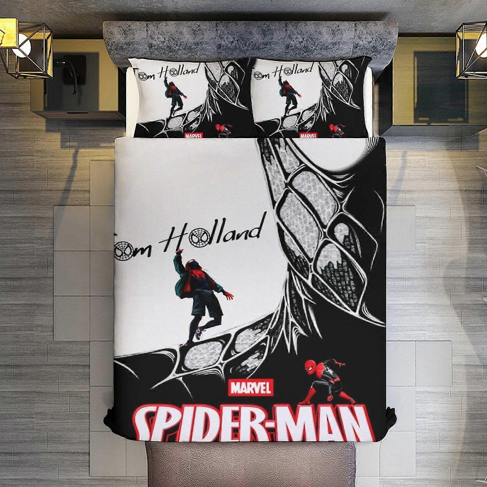 v3207  Bed Sheets Bedding 3 Piece Bedding Set,MARVEL-SPIDER-MAN Comforter Set for Kids Boys Teen Men Tween 3D Lightweight Microfiber Bedding Sets (1 D