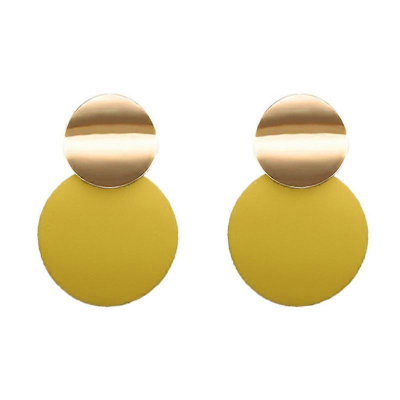 Round Curved Dangle Earrings With Matte Paint Discs For Women Jewelry