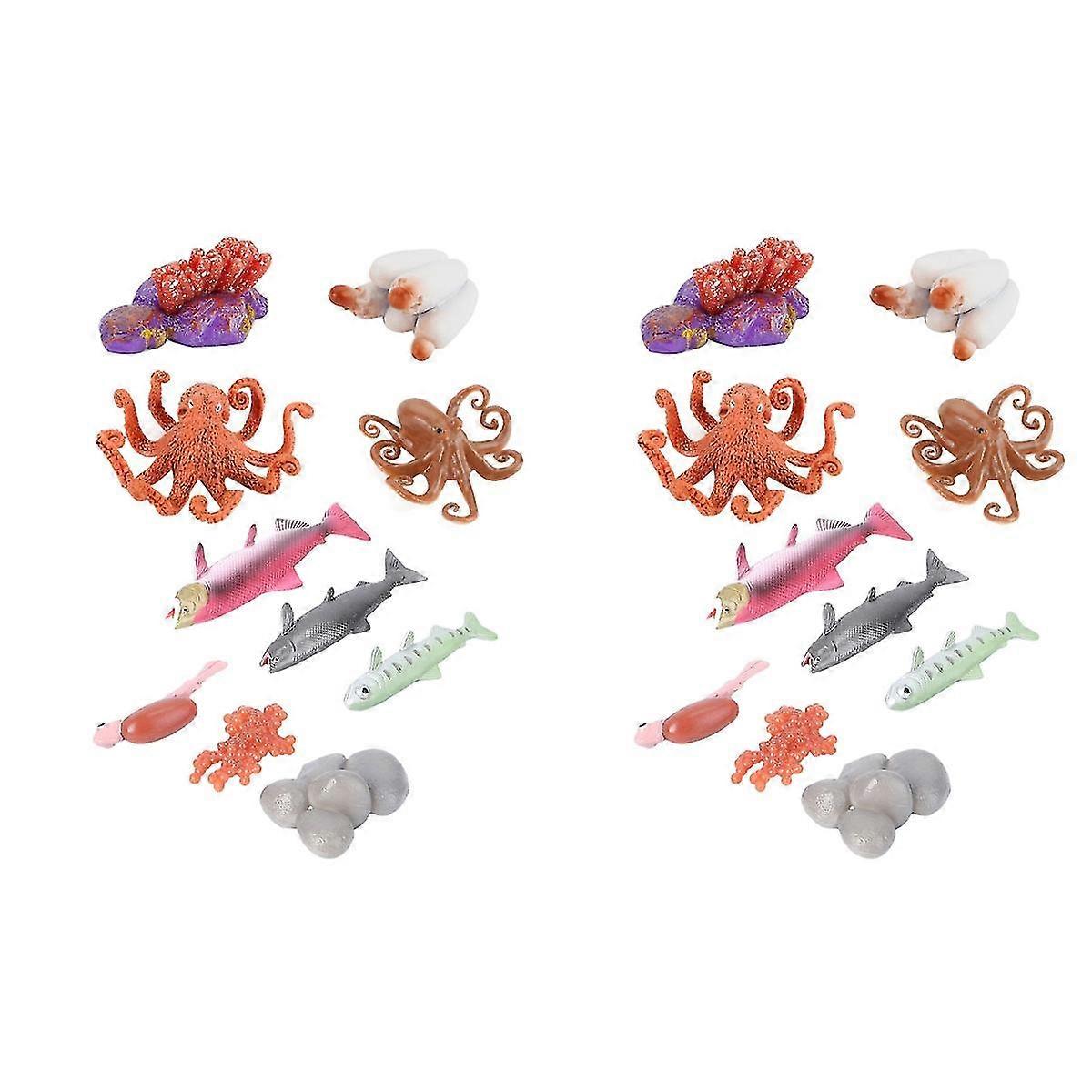 4 Sets Octopus Salmon Life Cycle Model Fishes Growth Cycle Model Educational Toy