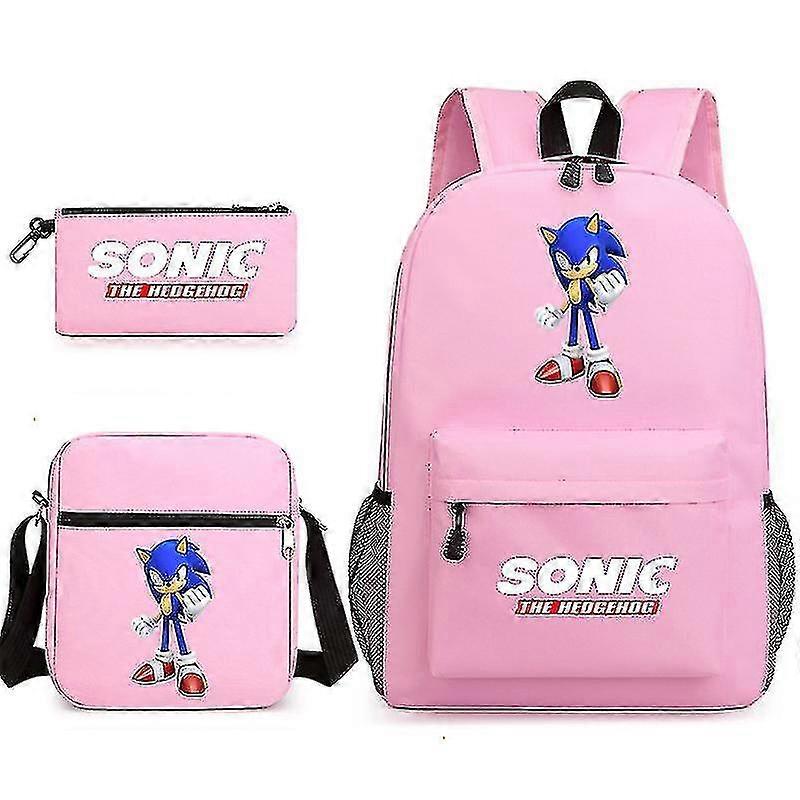 جديد الكرتون سونيك ثلاث قطع حقيبة مدرسية طلاب المدارس الابتدائية والثانوية رسول حقيبة قلم رصاص حقيبة على ظهره