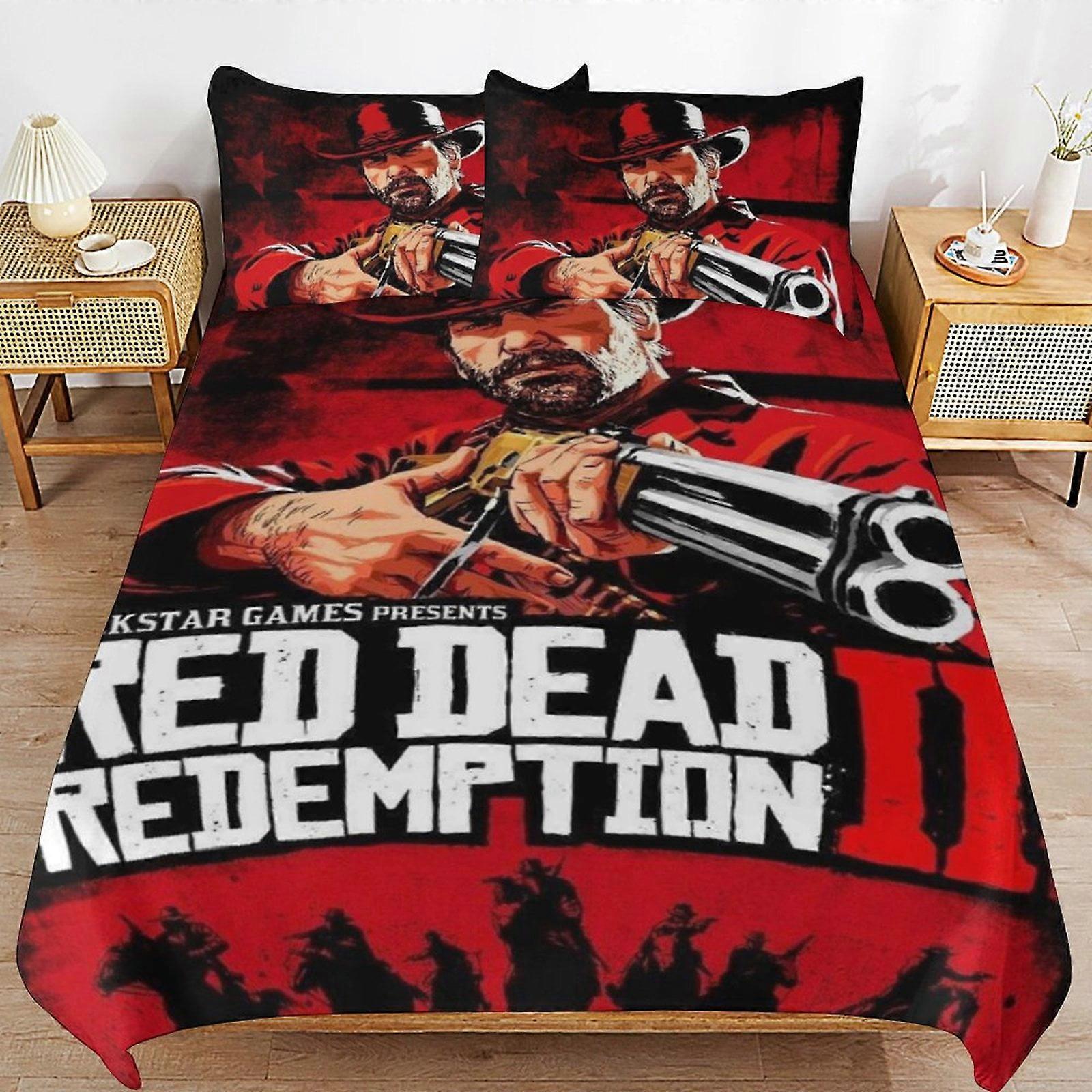 Bedding set GD171 Red Dead Redemption Comforter Set 3 Pieces Quilt Cover Set Soft Bedding Sets for All Seasons (1 Comforter 2 Pillowcases) HZ171