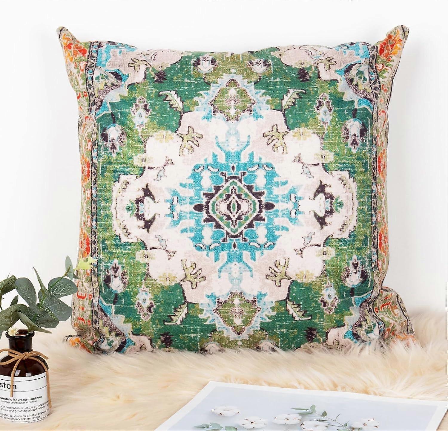 Boho Throw Pillow Covers 18x18 inch Monaco Rug Carpet Double Sided Pattern Cotton Soft Pillow Case Cushion Cover Pillowcase for Couch Sofa Bed Decorat