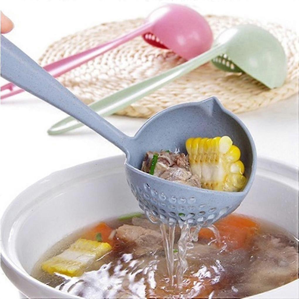 Soup Spoon Long Handle Kitchen Strainer Solid Color Cooking Colander Kitchen Scoop Plastic Tableware Colander