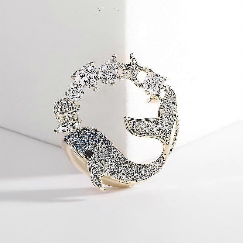 Brooch Clothing Accessories Zircon Dolphin