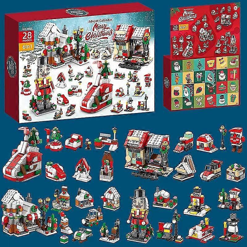 Vianočný adventný kalendár Stavebnica Countdown Playset 2023 s 24 zberateľskými prekvapeniami Vianočná hračka so Santa Clausom Vianočný stromček Vlak H