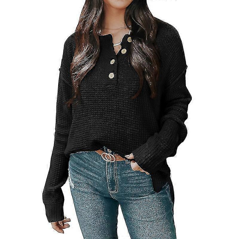 Dame Ull Pullover Topp Button-Down Pullover Genser Topp For Ferie Høst Vinter