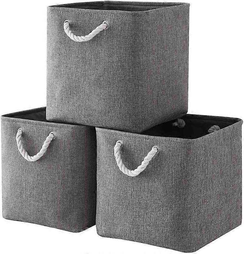 Fabric Storage Cube, Storage Cube Basket, Foldable Storage Box For Toys, Clothes 25 X 25 X 25 Cm (Set Of 3, Grey)