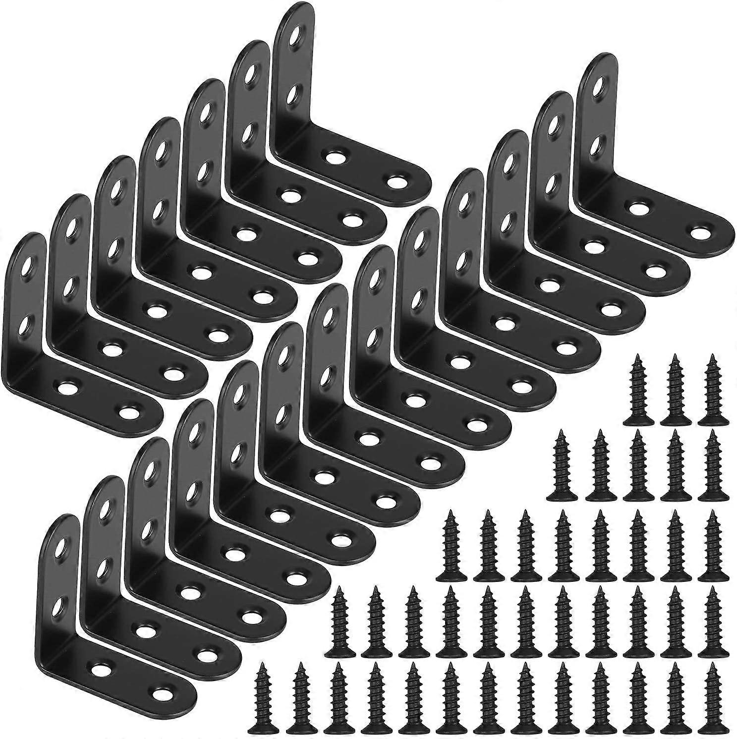 Fixed Bracket Black Right Angle Metal L Shape Bracket with Screws 20 Pieces 40*40*18mm