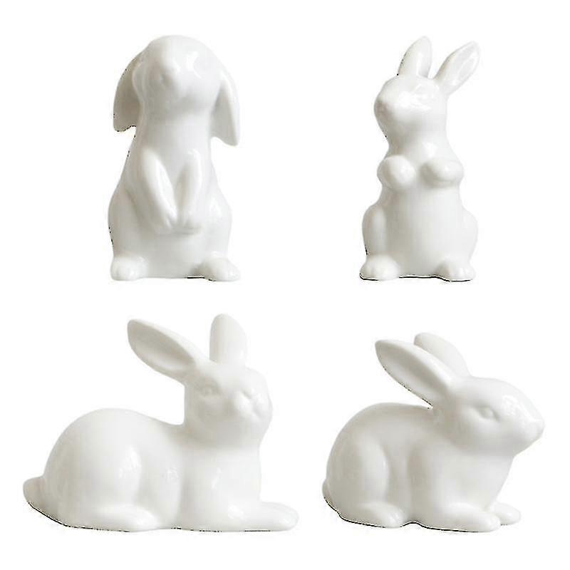 4Pcs Ceramic Rabbit Adorns