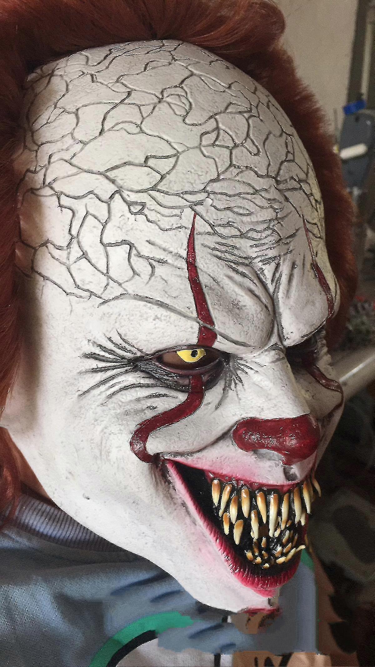 Zombie Clown Mask Foam Latex Adult White Red