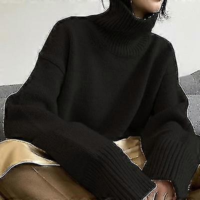 Pull épais en cachemire pour femme, pull à col montant, chaud et ample, tricoté, nouvelle collection automne et hiver