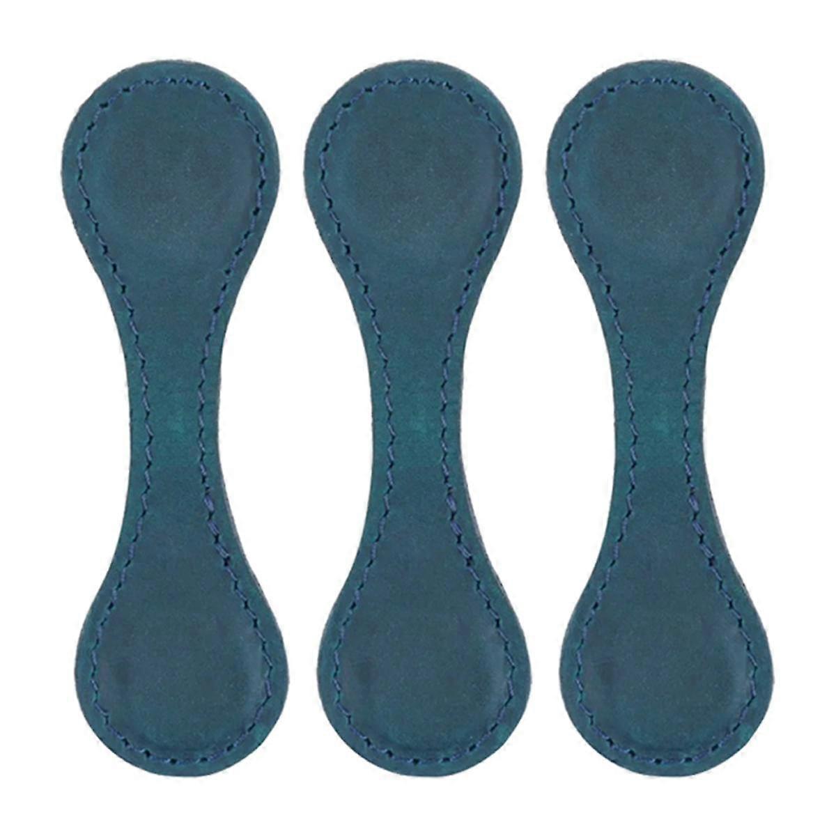 Leather Magnetic Bookmark, Leather Bookmark, Magnet Bookmarks, Handmade, 3Pcs Blue