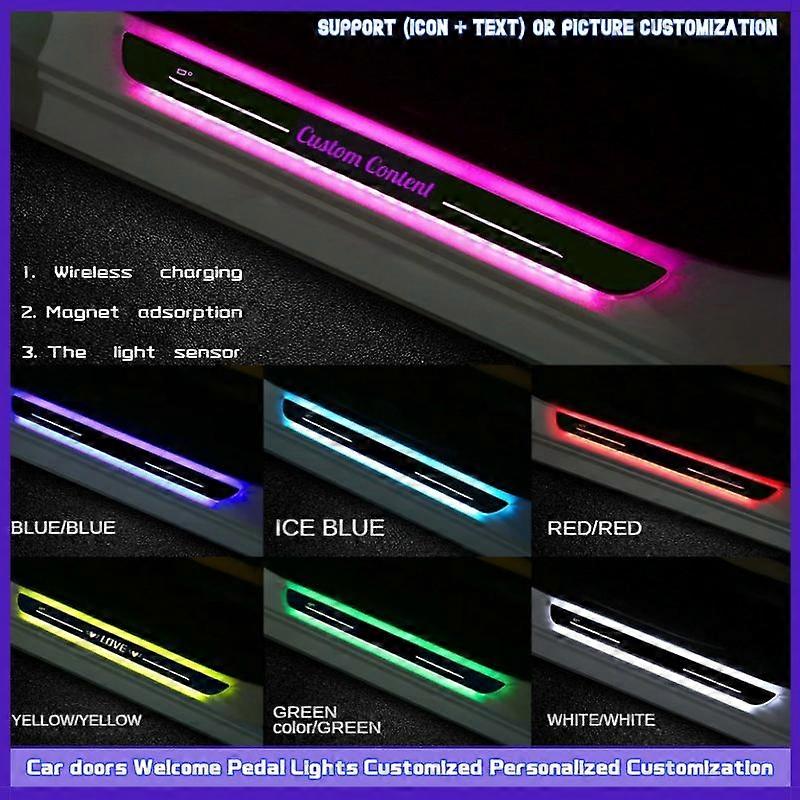 [Customized] Car door illuminated sill light logo Projector lamp Power Moving LED Welcome Pedal Car Scuff Plate Pedal trim strip