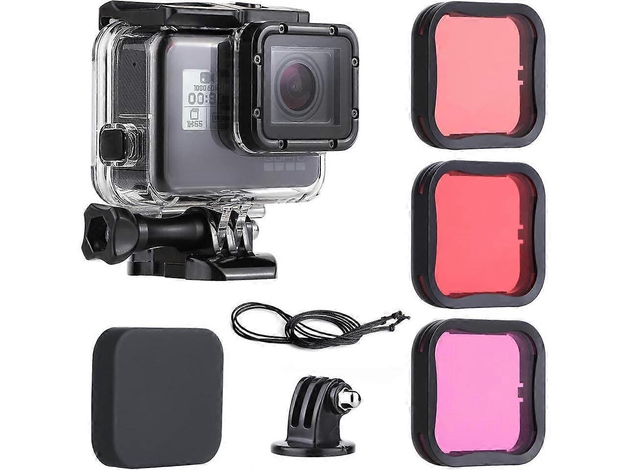 45m Underwater Waterproof Dive Housing Case with 3-Pack Dive Filters for GoPro Hero 5 6 7 Black Hero (2018) - Include Backdoor, Quick Release Buckle,