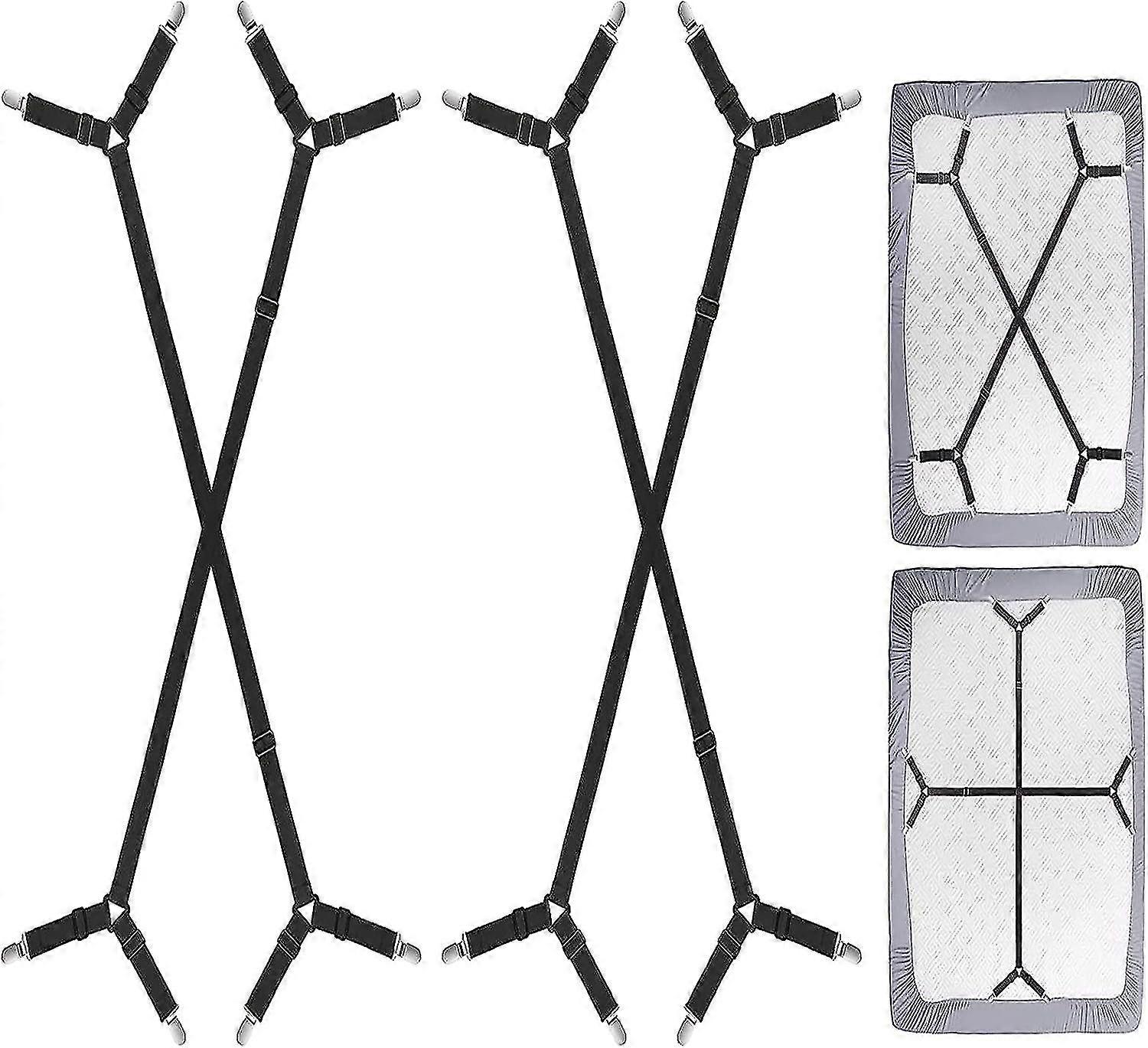 Bed Sheet Fasteners With Metal Clips Adjustable Set Of 4