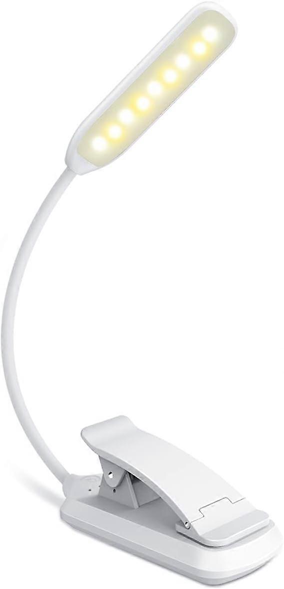 9 LED Book Light, USB Rechargeable Clip on Reading Light with Touch Sensor, 3 Light Colors (White/Wa