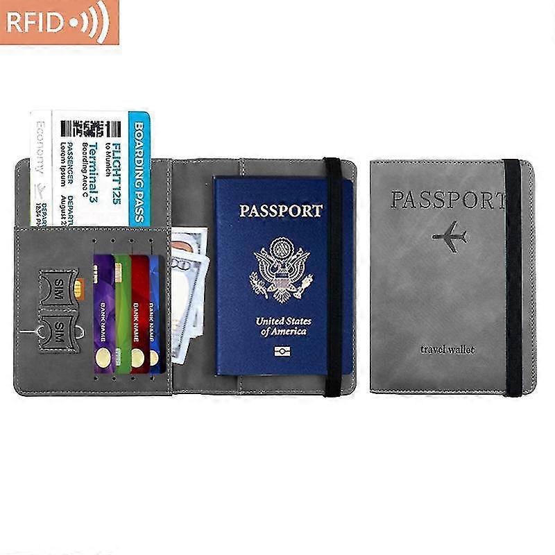 حامل بطاقة الجلود Rfid محفظة جواز السفر حامل جواز السفر حقيبة السفر غطاء القضية