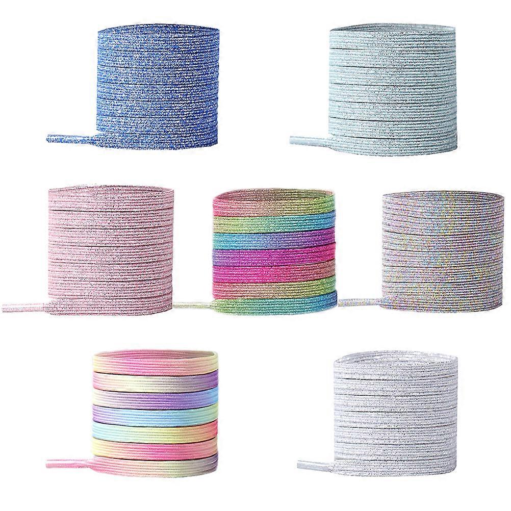 7 Pairs of 100CM DIY Colorful Elastic Tieless Shoelaces with Buckle (Silver+Colorful+Pink Colorful+Silver Colorful+Silver Green+Silver Blue+Light Colo