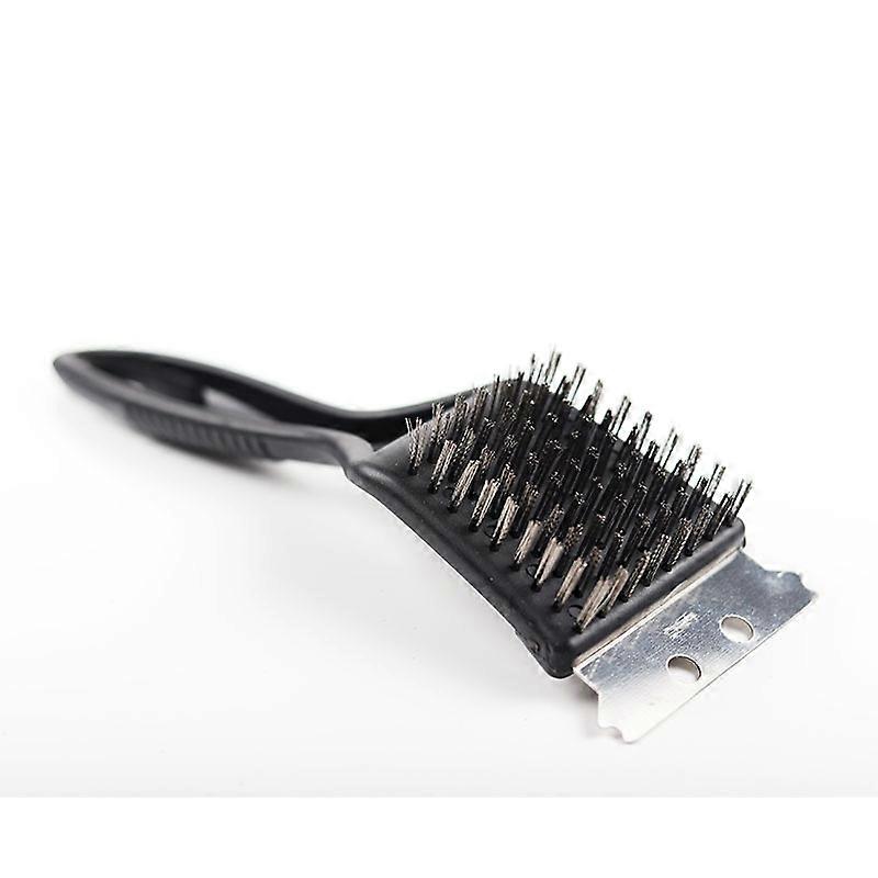 BBQ Bristle Cleaner Brush With Metal Scraper, 1Pcs,Black