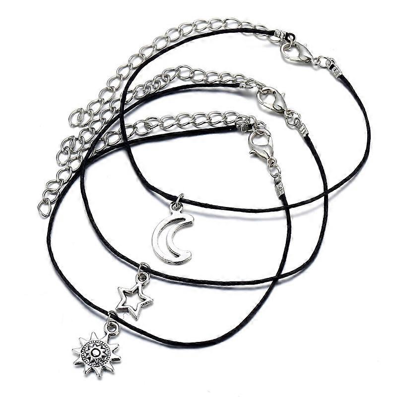 3Pcs/Set Stylish Beach Anklets Jewelry Sun Star Moon