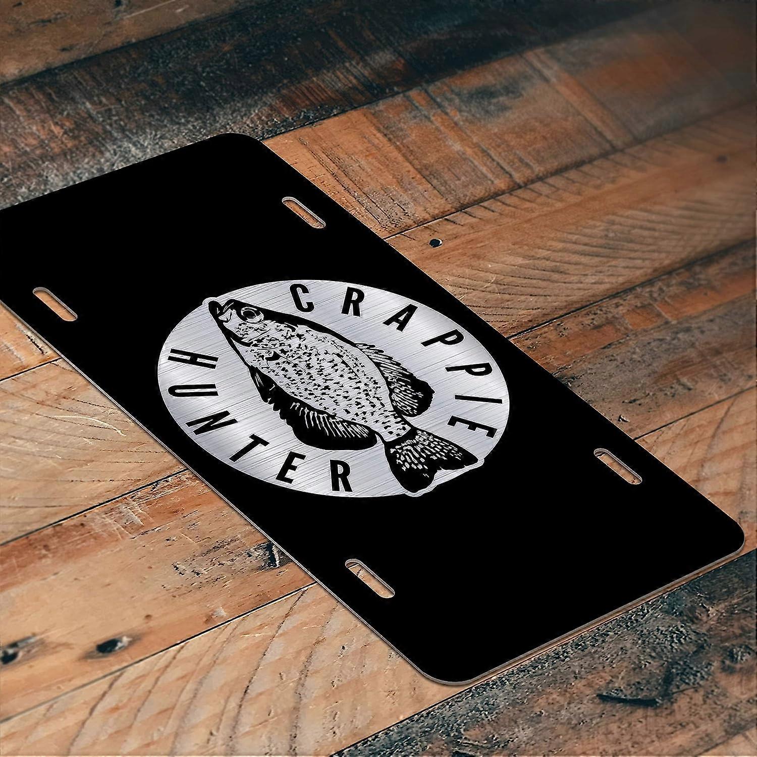 Crappie Hunter Ψάρεμα χαραγμένη πινακίδα αλουμινίου | 6 επί 12 ίντσες | Car Truck RV Trailer Wall Shop Man Cave | VLP742