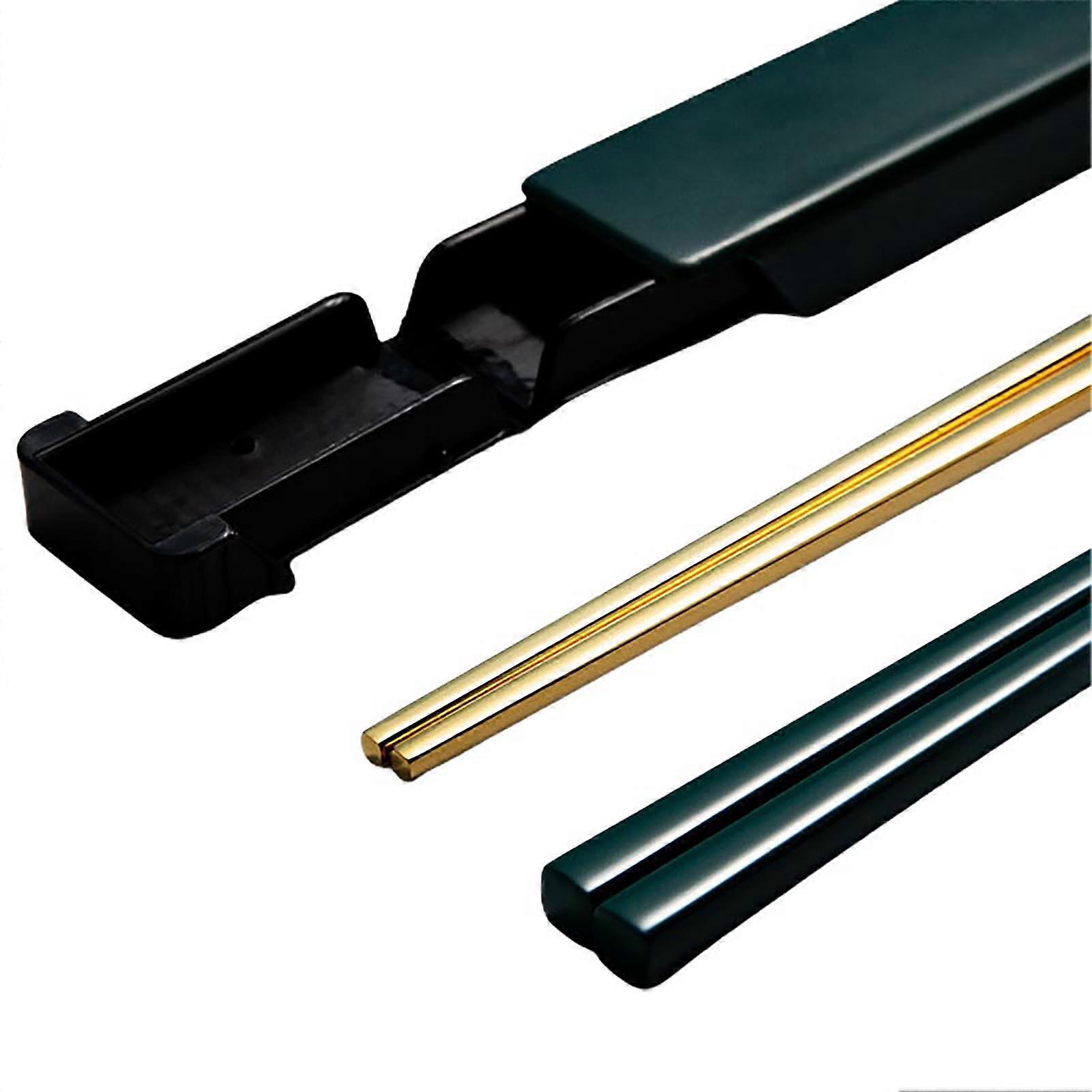 1 Set Stainless Steel Chopsticks with Case Reusable Easy to Clean Rustproof Non-slip Eating Dishwasher Safe Lunch Chopsticks Dinnerware