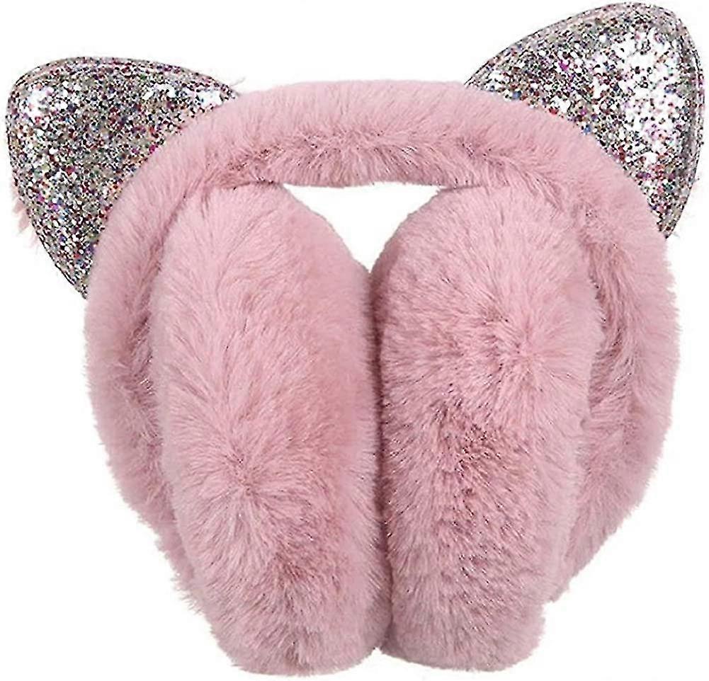 Foldable Earmuffs With Sequins. For Ladies And Girls. Adjustable Foldable Cat