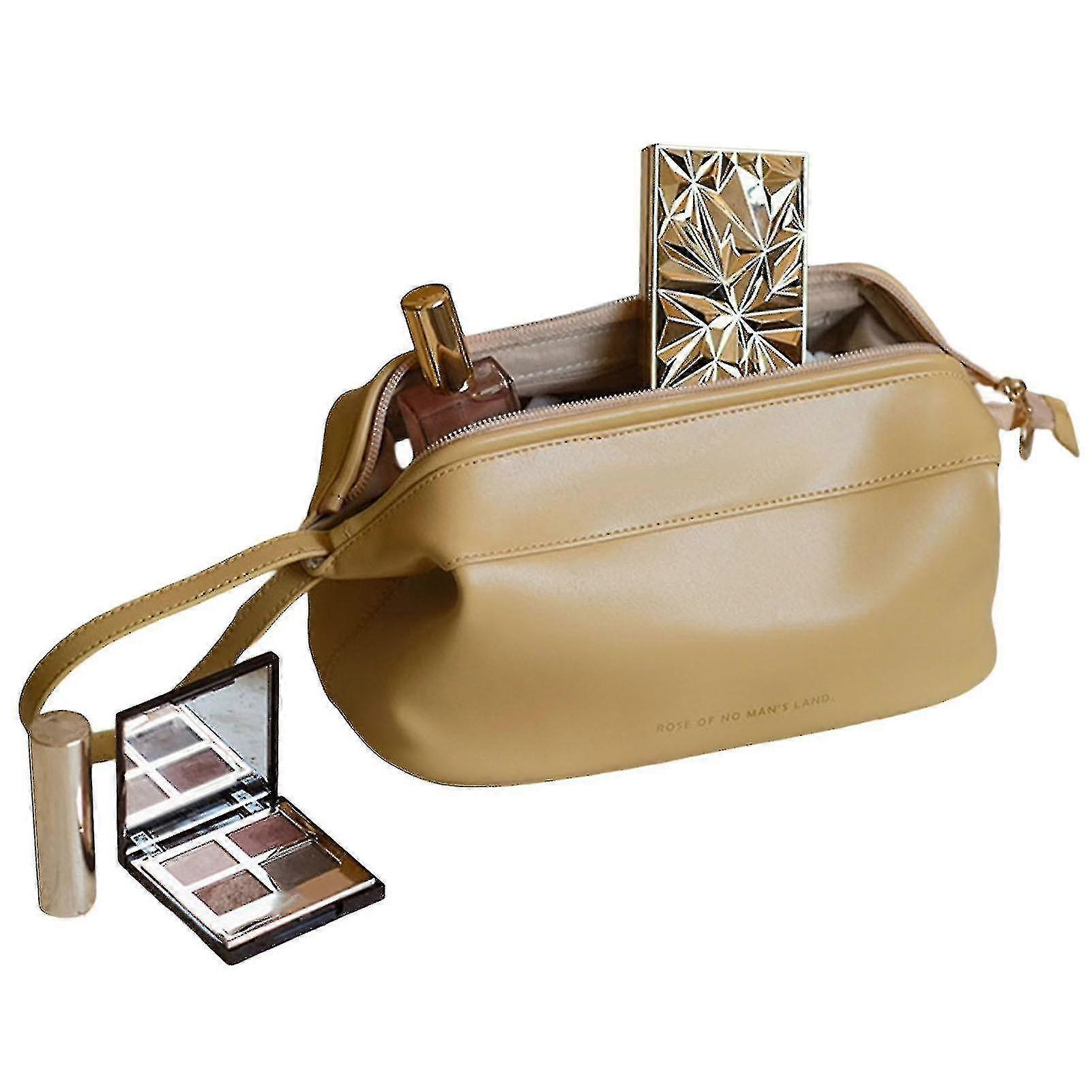 Large Capacity Travel Cosmetic Bag Double Layer Pu Leather Portable Toiletry Bag S