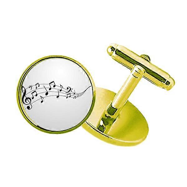 Flappgミュージック5ルスタッフアールデコファッションスタッズビジネスメタルカフリンクスゴールデン