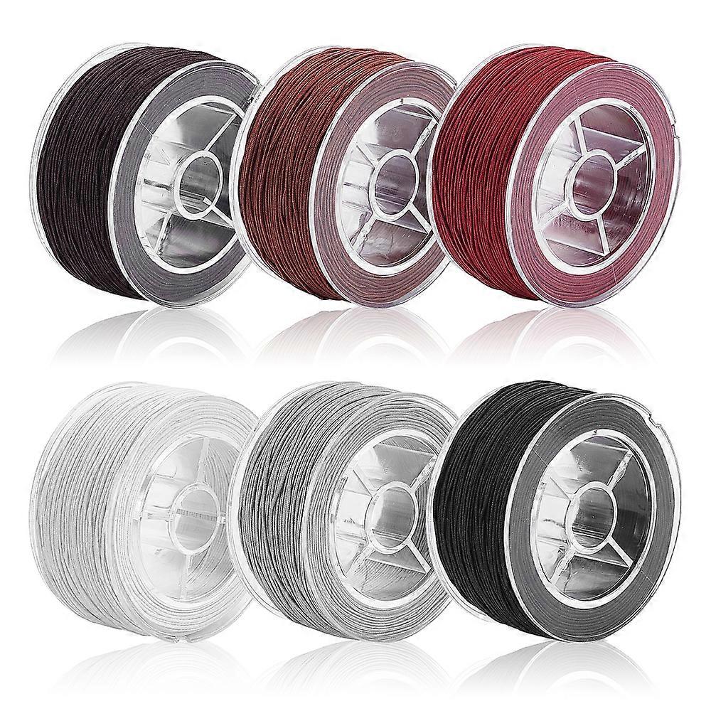 1Set 6 Rolls 6 Colors Polyester Elastic Cord Adjustable Elastic Cord Round Mixed Color 1mm 1 roll/color DIY