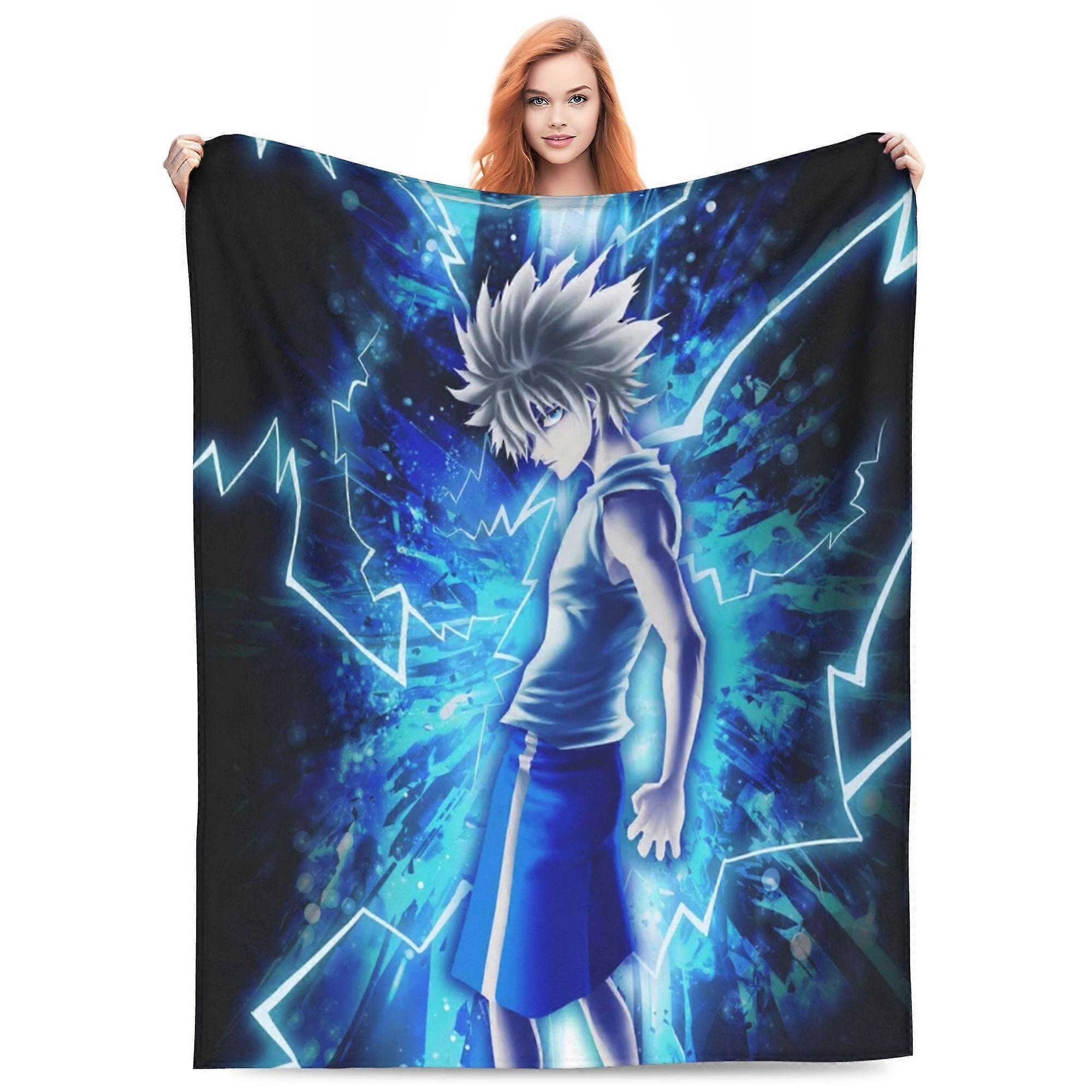Hunter X Hunter Killua Lightning Bed Blanket 3D Printed Throw Blanket Lightweight Super Soft Air Conditioning Room All Season Blanket Sofa Couch Bed F