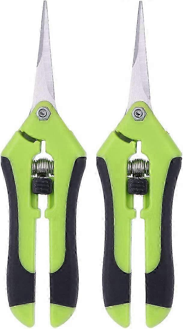 (Green)2 Pack Pruning Scissors Professional Stainless Steel Manual Pruning Scissors