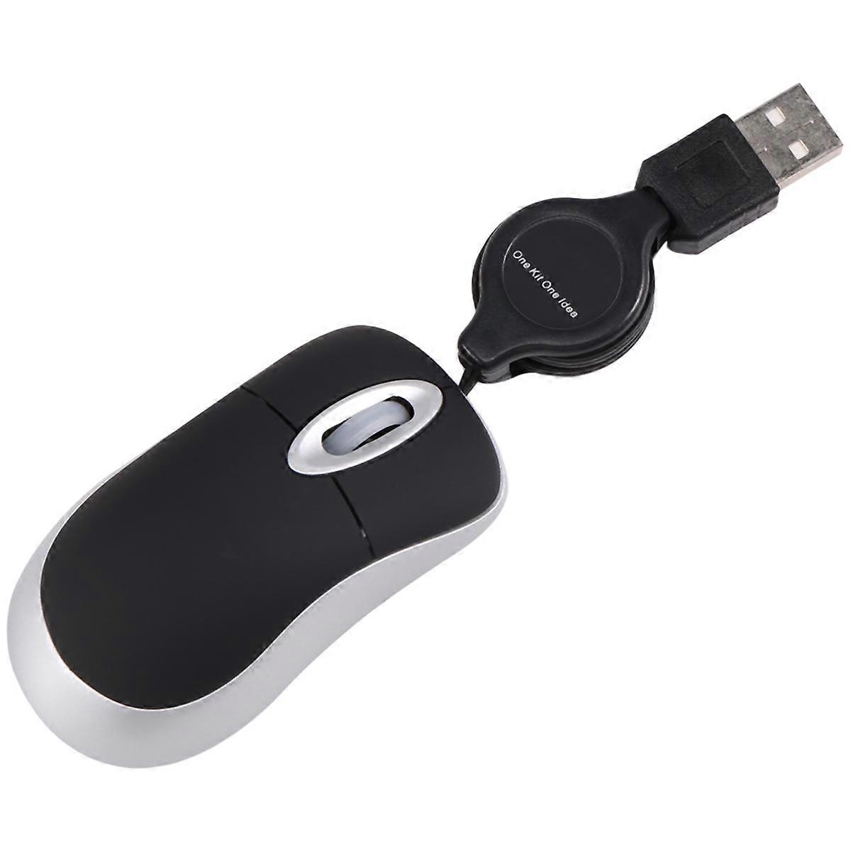 Mini USB Wired Mouse Retractable Cable Tiny Small Mouse 1600 DPI Optical Compact Travel Mice for 98